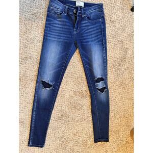 BKE Skinny Highrise Distressed faux jean denim 25 womens x31.5